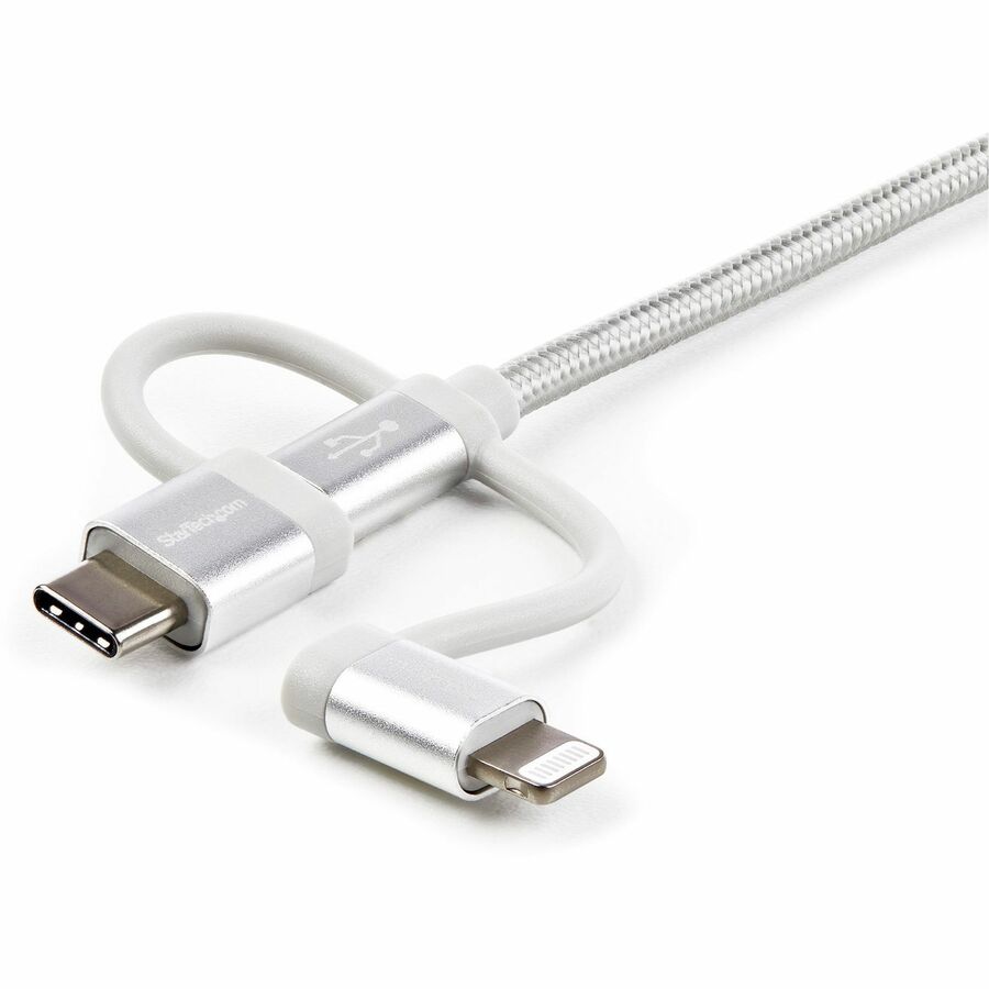 Alternate-Image3 Image for StarTech 6ft (1.8m) USB Multi-Charging Cable, USB-A to Lightning/USB-C/Micro-USB, Apple MFi Certified, Braided Nylon Jacket; USB 3-in-1 Charger Cable/Cord