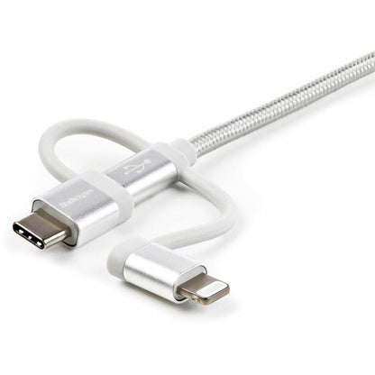 Alternate-Image3 Image for StarTech 6ft (1.8m) USB Multi-Charging Cable, USB-A to Lightning/USB-C/Micro-USB, Apple MFi Certified, Braided Nylon Jacket; USB 3-in-1 Charger Cable/Cord