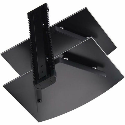 Bottom Image for StarTech.com Dual Floating Wall-Mounted AV Shelves, Adjustable Height Shelf For Under TV A/V Equipment, Black Tempered Glass Shelves