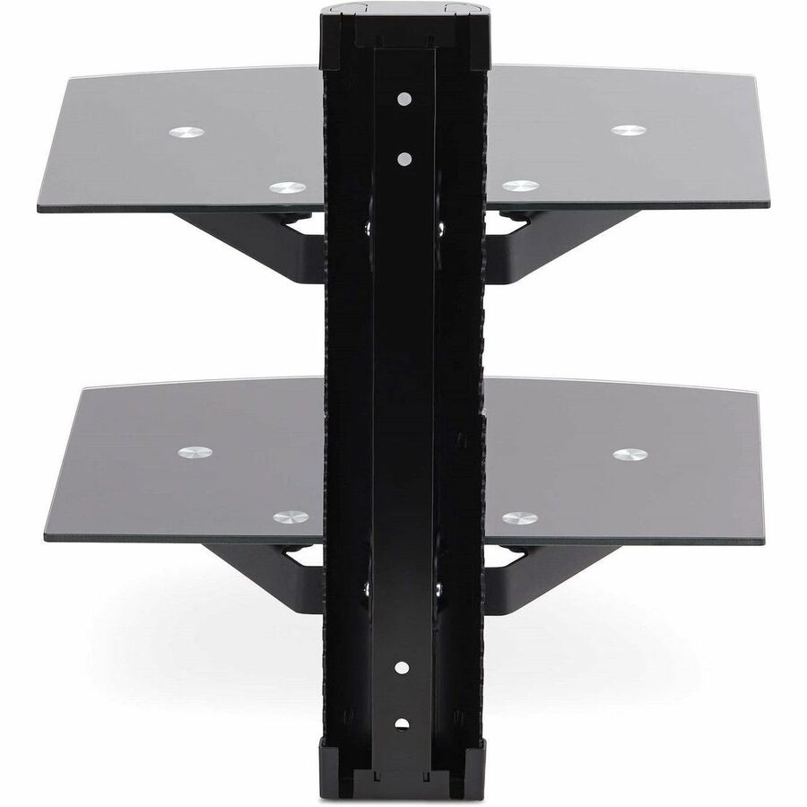 Rear Image for StarTech.com Dual Floating Wall-Mounted AV Shelves, Adjustable Height Shelf For Under TV A/V Equipment, Black Tempered Glass Shelves