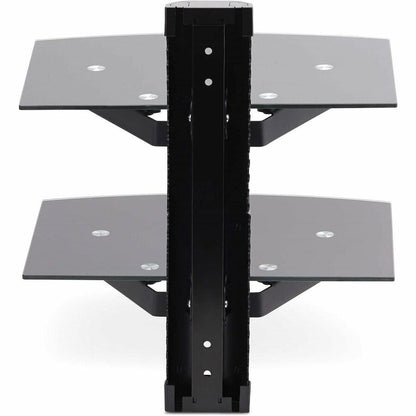Rear Image for StarTech.com Dual Floating Wall-Mounted AV Shelves, Adjustable Height Shelf For Under TV A/V Equipment, Black Tempered Glass Shelves