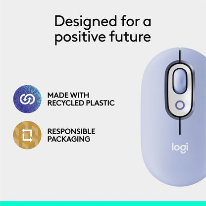 Alternate-Image10 Image for Logitech POP Mouse, Compact and Portable Wireless Bluetooth Mouse With Programmable Buttons and Quiet Clicks, Easy-Switch Between up to 3 Devices, Lilac
