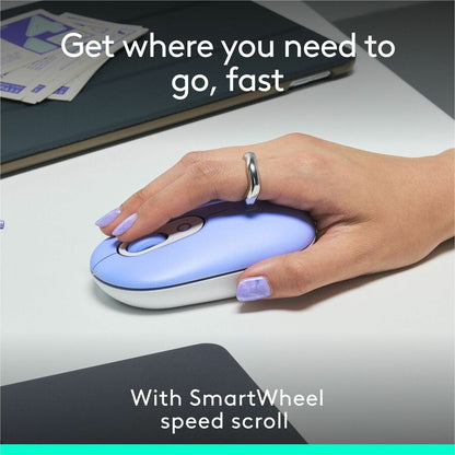 Alternate-Image2 Image for Logitech POP Mouse, Compact and Portable Wireless Bluetooth Mouse With Programmable Buttons and Quiet Clicks, Easy-Switch Between up to 3 Devices, Lilac