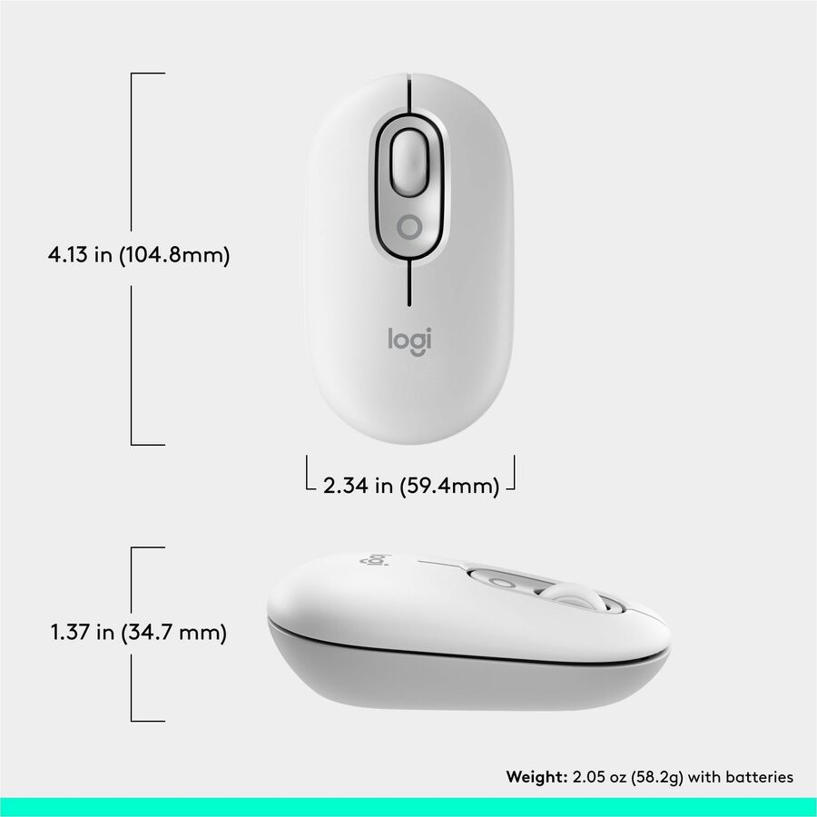 Alternate-Image8 Image for Logitech POP Mouse, Compact and Portable Wireless Bluetooth Mouse With Programmable Buttons and Quiet Clicks, Easy-Switch Between up to 3 Devices, Off-White