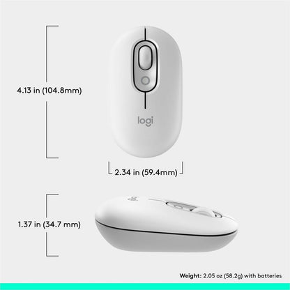 Alternate-Image8 Image for Logitech POP Mouse, Compact and Portable Wireless Bluetooth Mouse With Programmable Buttons and Quiet Clicks, Easy-Switch Between up to 3 Devices, Off-White