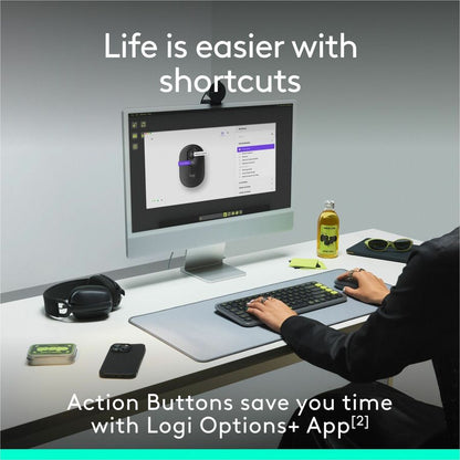 Alternate-Image3 Image for Logitech POP Mouse, Compact and Portable Wireless Bluetooth Mouse With Programmable Buttons and Quiet Clicks, Easy-Switch Between up to 3 Devices, Off-White