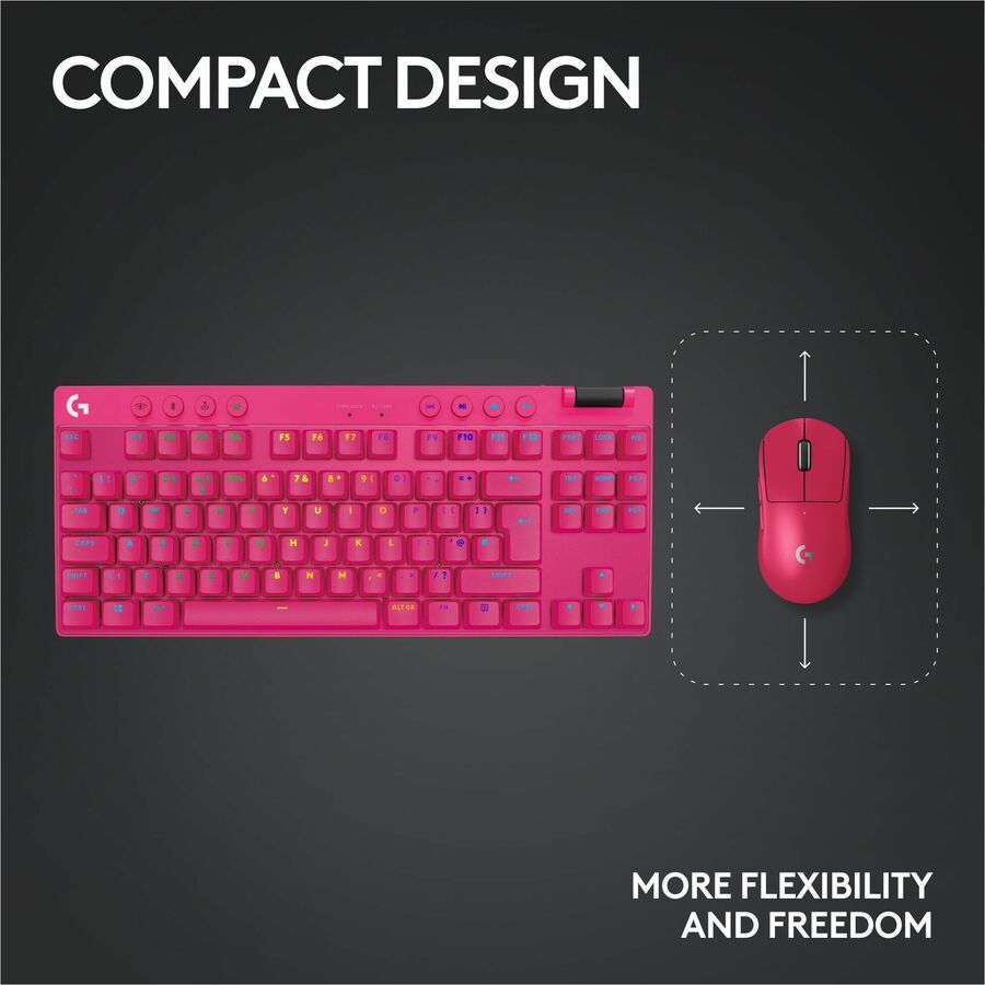 Alternate-Image6 Image for Logitech G PRO X TKL RAPID Tenkeyless Wired Gaming Keyboard With Magnetic Analog Switches, Rapid Trigger Mode, Adjustable Actuation, and Customizable RGB Lighting, Magenta