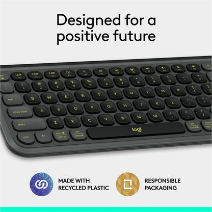 Alternate-Image10 Image for Logitech POP ICON KEYS Wireless Bluetooth Keyboard, Comfortable Typing, Programmable Keys, Easy-Switch Between up to 3 Devices (Graphite & Green)