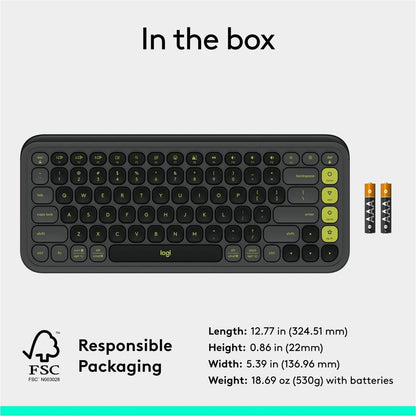 Alternate-Image9 Image for Logitech POP ICON KEYS Wireless Bluetooth Keyboard, Comfortable Typing, Programmable Keys, Easy-Switch Between up to 3 Devices (Graphite & Green)