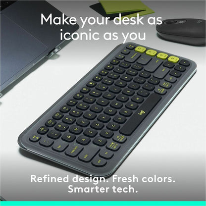 Alternate-Image1 Image for Logitech POP ICON KEYS Wireless Bluetooth Keyboard, Comfortable Typing, Programmable Keys, Easy-Switch Between up to 3 Devices (Graphite & Green)
