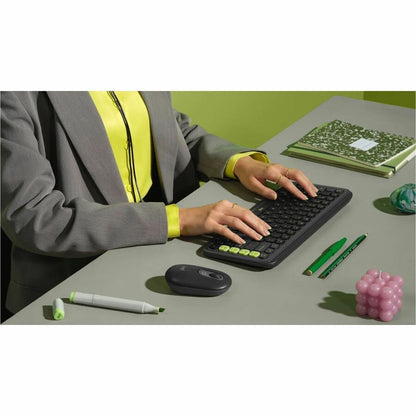 Life-Style Image for Logitech POP ICON KEYS Wireless Bluetooth Keyboard, Comfortable Typing, Programmable Keys, Easy-Switch Between up to 3 Devices (Graphite & Green)