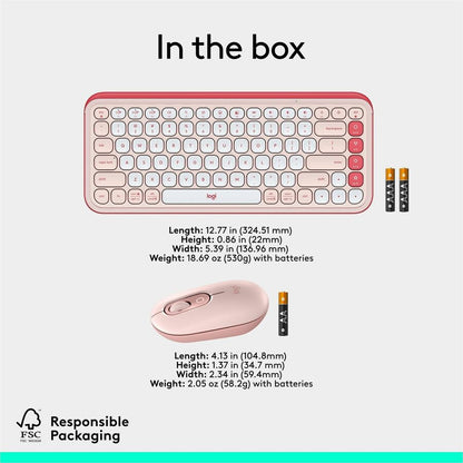 Alternate-Image9 Image for Logitech POP ICON COMBO, Bluetooth Keyboard and Mouse Combo, Comfortable Typing, Programmable Keys and Buttons, Quiet Clicks (Rose & Off-white)