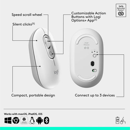 Alternate-Image6 Image for Logitech POP ICON COMBO, Bluetooth Keyboard and Mouse Combo, Comfortable Typing, Programmable Keys and Buttons, Quiet Clicks (Off-white & Orange)