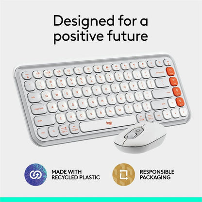 Alternate-Image10 Image for Logitech POP ICON COMBO, Bluetooth Keyboard and Mouse Combo, Comfortable Typing, Programmable Keys and Buttons, Quiet Clicks (Off-white & Orange)