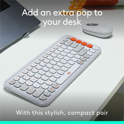 Alternate-Image1 Image for Logitech POP ICON COMBO, Bluetooth Keyboard and Mouse Combo, Comfortable Typing, Programmable Keys and Buttons, Quiet Clicks (Off-white & Orange)