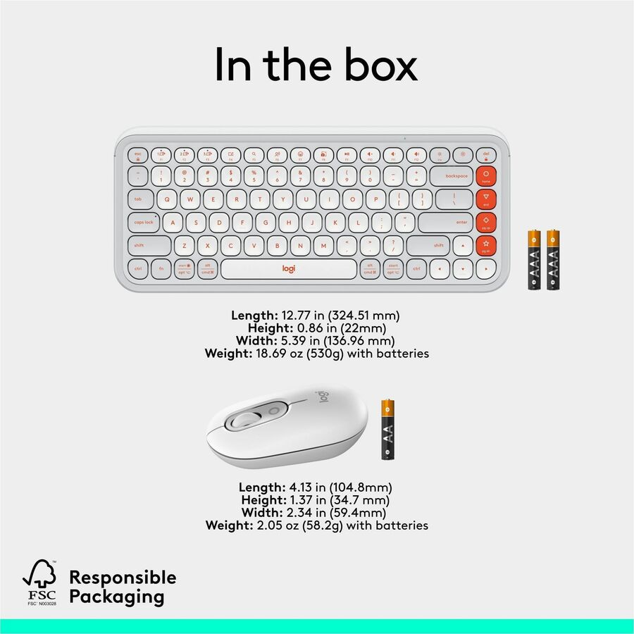Alternate-Image9 Image for Logitech POP ICON COMBO, Bluetooth Keyboard and Mouse Combo, Comfortable Typing, Programmable Keys and Buttons, Quiet Clicks (Off-white & Orange)
