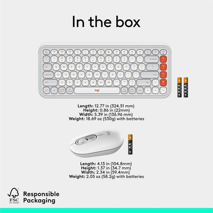 Alternate-Image9 Image for Logitech POP ICON COMBO, Bluetooth Keyboard and Mouse Combo, Comfortable Typing, Programmable Keys and Buttons, Quiet Clicks (Off-white & Orange)