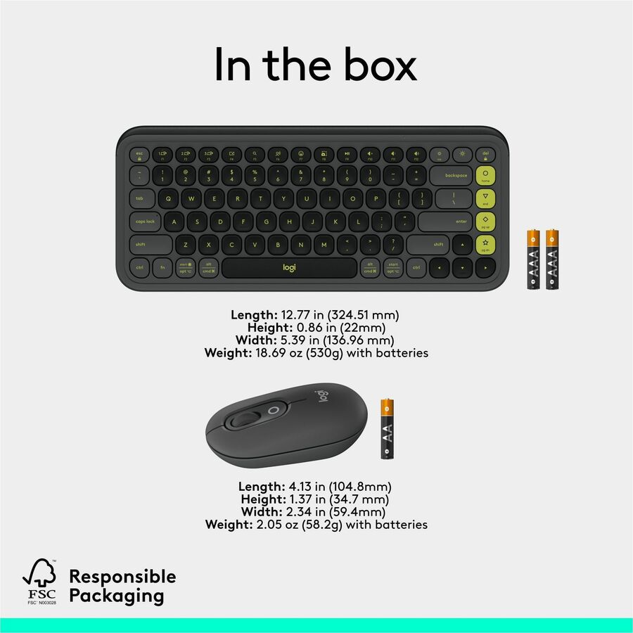 Alternate-Image9 Image for Logitech POP ICON COMBO, Bluetooth Keyboard and Mouse Combo, Comfortable Typing, Programmable Keys and Buttons, Quiet Clicks (Graphite & Green)