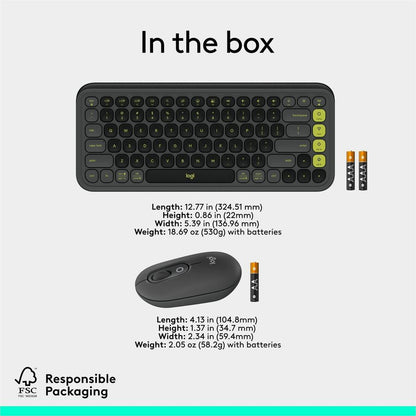 Alternate-Image9 Image for Logitech POP ICON COMBO, Bluetooth Keyboard and Mouse Combo, Comfortable Typing, Programmable Keys and Buttons, Quiet Clicks (Graphite & Green)