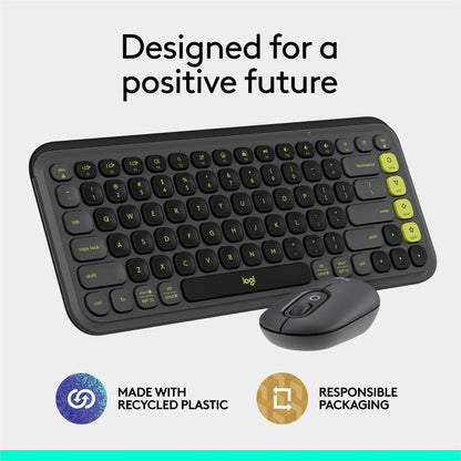 Alternate-Image10 Image for Logitech POP ICON COMBO, Bluetooth Keyboard and Mouse Combo, Comfortable Typing, Programmable Keys and Buttons, Quiet Clicks (Graphite & Green)