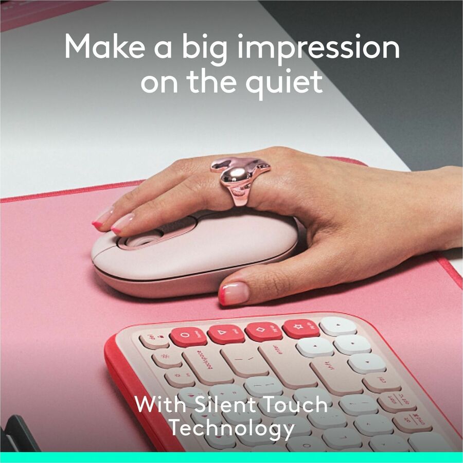 Alternate-Image4 Image for Logitech POP Mouse, Compact and Portable Wireless Bluetooth Mouse With Programmable Buttons and Quiet Clicks, Easy-Switch Between up to 3 Devices, Rose