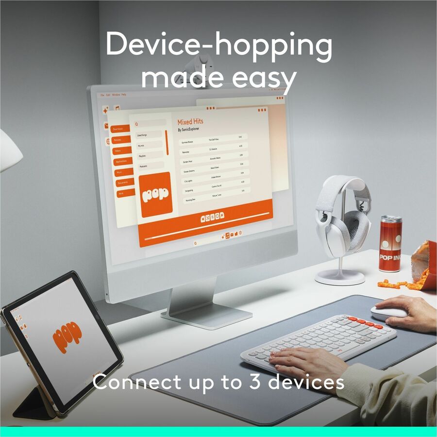 Alternate-Image7 Image for Logitech POP Mouse, Compact and Portable Wireless Bluetooth Mouse With Programmable Buttons and Quiet Clicks, Easy-Switch Between up to 3 Devices, Rose