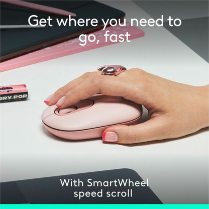 Alternate-Image2 Image for Logitech POP Mouse, Compact and Portable Wireless Bluetooth Mouse With Programmable Buttons and Quiet Clicks, Easy-Switch Between up to 3 Devices, Rose