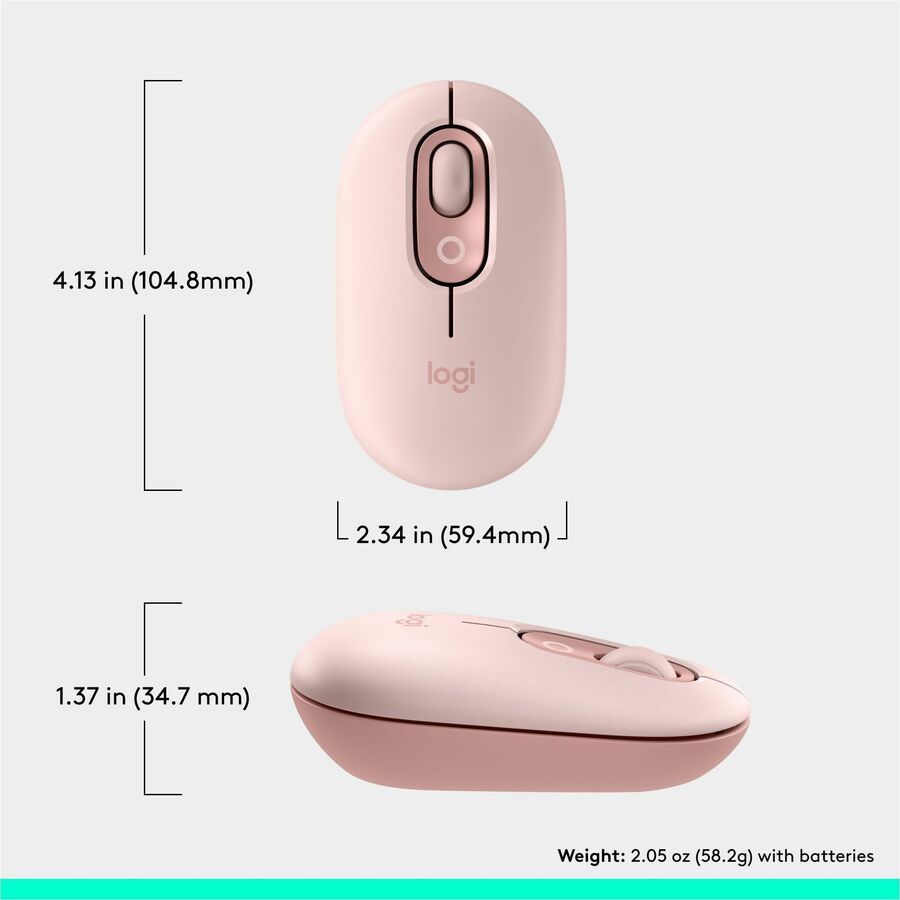 Alternate-Image8 Image for Logitech POP Mouse, Compact and Portable Wireless Bluetooth Mouse With Programmable Buttons and Quiet Clicks, Easy-Switch Between up to 3 Devices, Rose