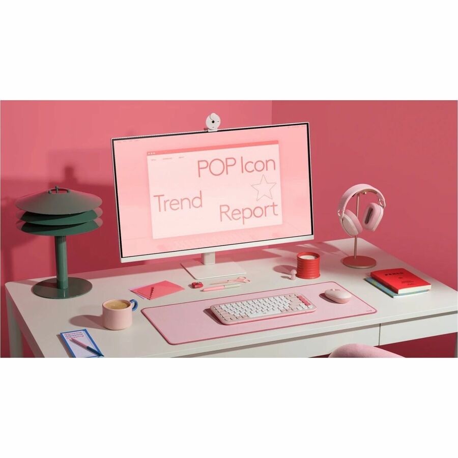 Life-Style Image for Logitech POP ICON KEYS Wireless Bluetooth Keyboard, Comfortable Typing, Programmable Keys, Easy-Switch Between up to 3 Devices (Rose & Off-white)