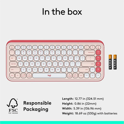 Alternate-Image9 Image for Logitech POP ICON KEYS Wireless Bluetooth Keyboard, Comfortable Typing, Programmable Keys, Easy-Switch Between up to 3 Devices (Rose & Off-white)