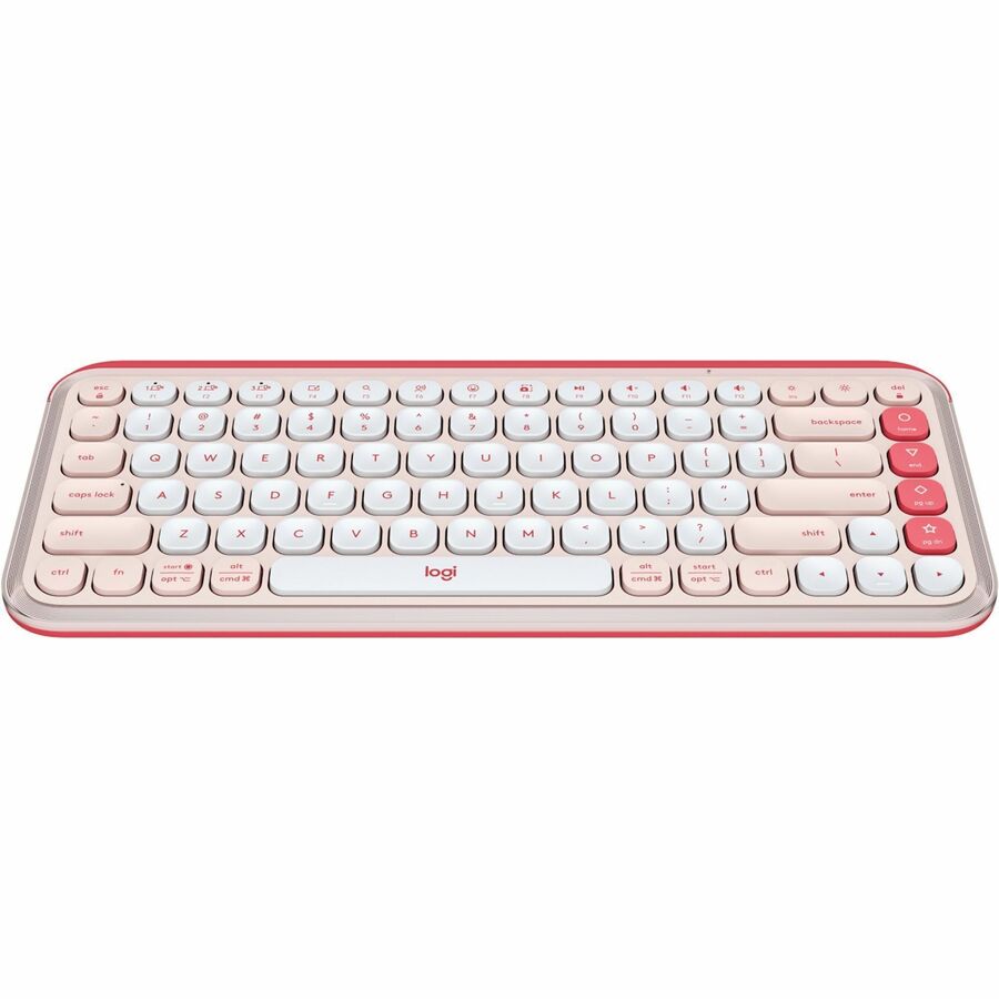 Front Image for Logitech POP ICON KEYS Wireless Bluetooth Keyboard, Comfortable Typing, Programmable Keys, Easy-Switch Between up to 3 Devices (Rose & Off-white)