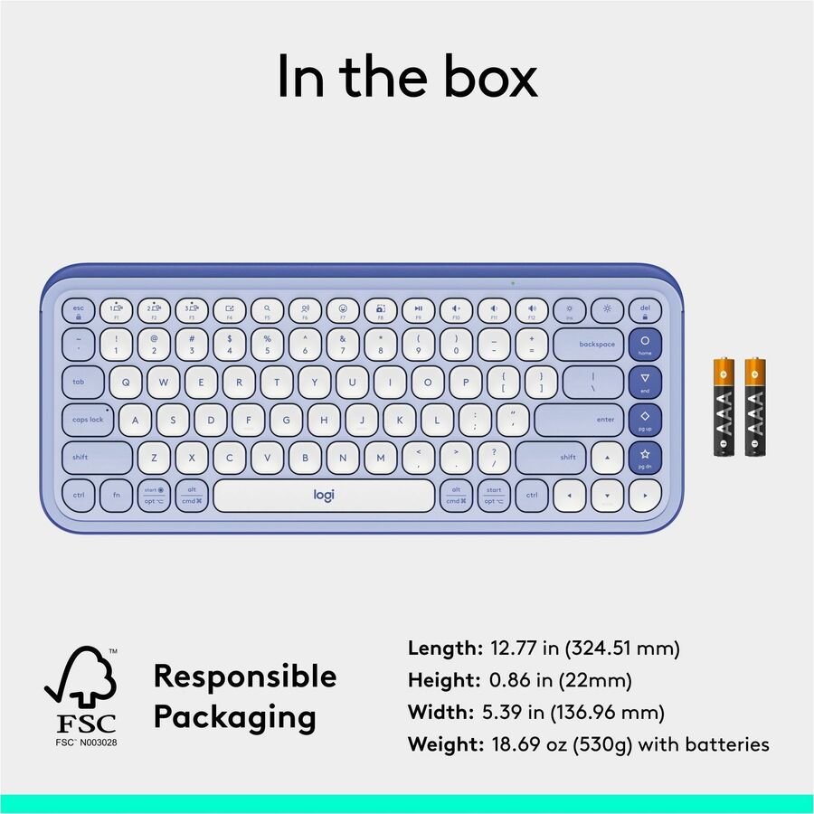 Alternate-Image9 Image for Logitech POP ICON KEYS Wireless Bluetooth Keyboard, Comfortable Typing, Programmable Keys, Easy-Switch Between up to 3 Devices (Lilac & Off-white)