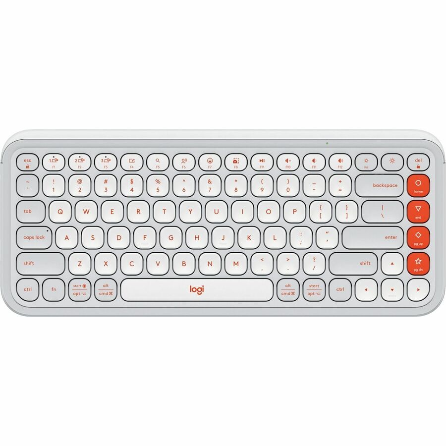 Top Image for Logitech POP ICON KEYS Wireless Bluetooth Keyboard, Comfortable Typing, Programmable Keys, Easy-Switch Between up to 3 Devices (Off-white & Orange)