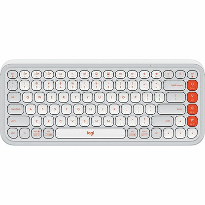 Top Image for Logitech POP ICON KEYS Wireless Bluetooth Keyboard, Comfortable Typing, Programmable Keys, Easy-Switch Between up to 3 Devices (Off-white & Orange)