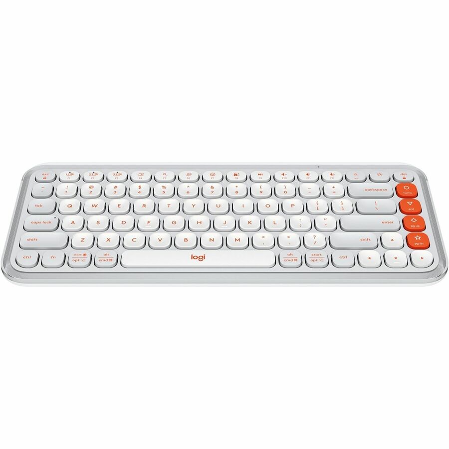 Front Image for Logitech POP ICON KEYS Wireless Bluetooth Keyboard, Comfortable Typing, Programmable Keys, Easy-Switch Between up to 3 Devices (Off-white & Orange)
