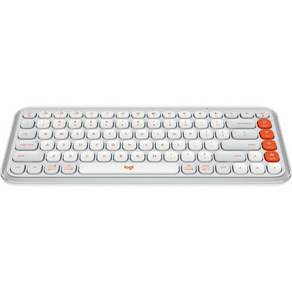 Front Image for Logitech POP ICON KEYS Wireless Bluetooth Keyboard, Comfortable Typing, Programmable Keys, Easy-Switch Between up to 3 Devices (Off-white & Orange)