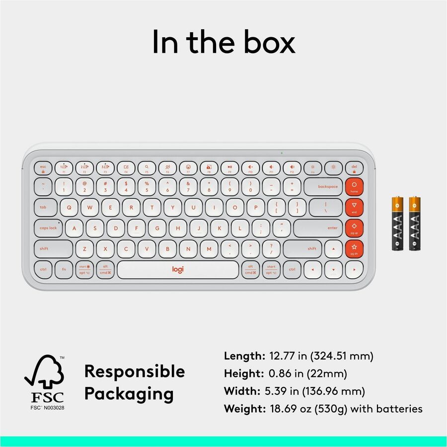 Alternate-Image9 Image for Logitech POP ICON KEYS Wireless Bluetooth Keyboard, Comfortable Typing, Programmable Keys, Easy-Switch Between up to 3 Devices (Off-white & Orange)