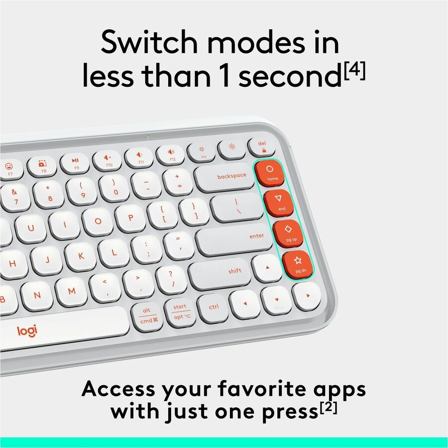 Alternate-Image4 Image for Logitech POP ICON KEYS Wireless Bluetooth Keyboard, Comfortable Typing, Programmable Keys, Easy-Switch Between up to 3 Devices (Off-white & Orange)
