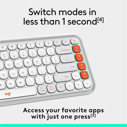 Alternate-Image4 Image for Logitech POP ICON KEYS Wireless Bluetooth Keyboard, Comfortable Typing, Programmable Keys, Easy-Switch Between up to 3 Devices (Off-white & Orange)