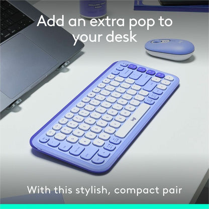Alternate-Image1 Image for Logitech POP ICON COMBO, Bluetooth Keyboard and Mouse Combo, Comfortable Typing, Programmable Keys and Buttons, Quiet Clicks (Lilac & Off-white)