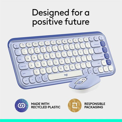 Alternate-Image9 Image for Logitech POP ICON COMBO, Bluetooth Keyboard and Mouse Combo, Comfortable Typing, Programmable Keys and Buttons, Quiet Clicks (Lilac & Off-white)