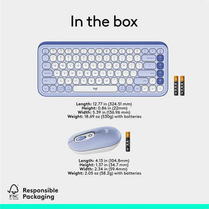 Alternate-Image10 Image for Logitech POP ICON COMBO, Bluetooth Keyboard and Mouse Combo, Comfortable Typing, Programmable Keys and Buttons, Quiet Clicks (Lilac & Off-white)