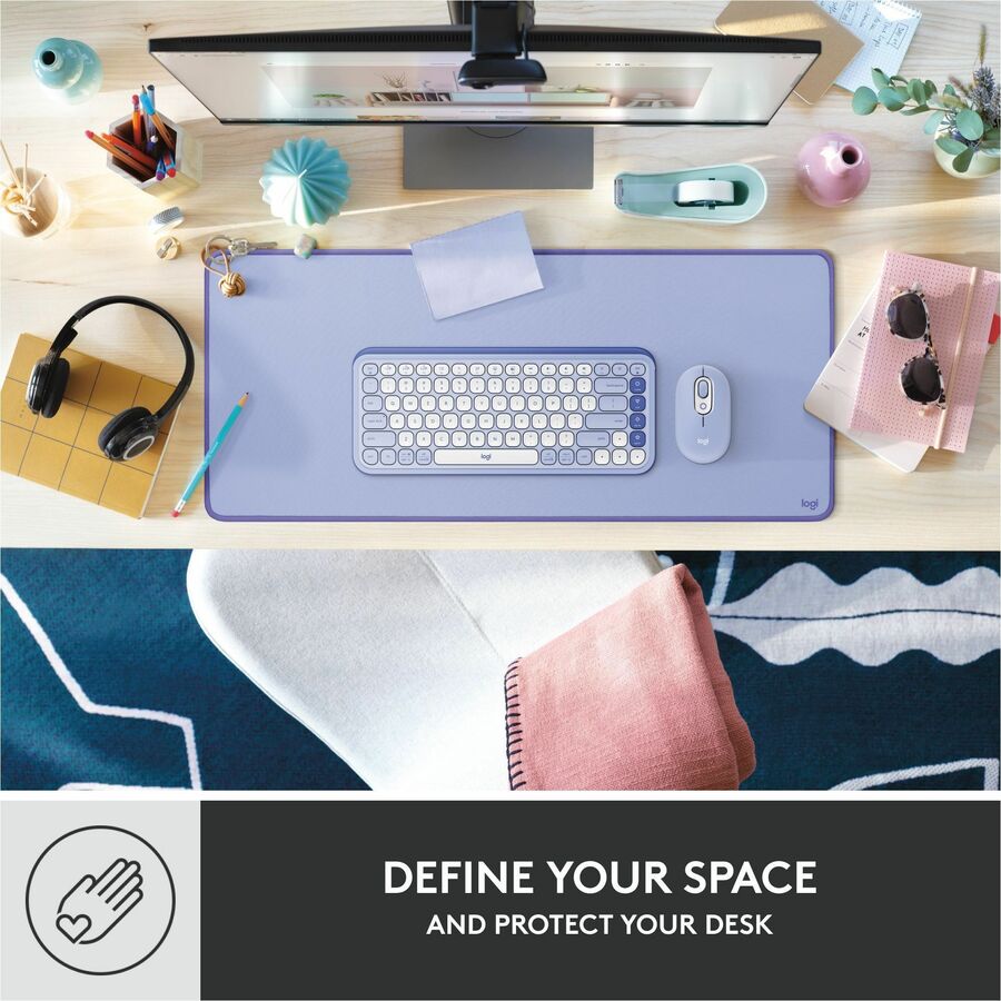 Alternate-Image1 Image for Logitech Desk Mat - Studio Series with Anti-slip Base, Spill-resistant Durable Design, Fine Weave Material, Lilac