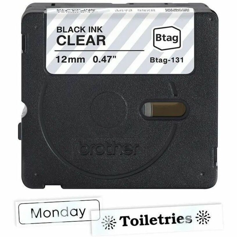 Alternate-Image1 Image for Brother P-touch BTAG-131 Black on Clear Label Tape