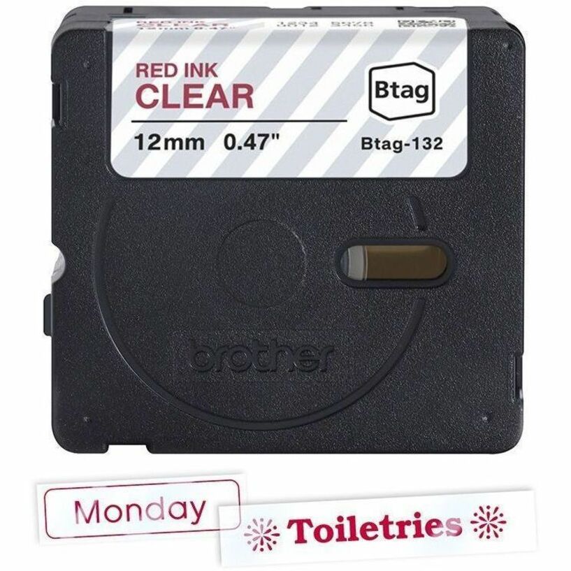 Alternate-Image1 Image for Brother P-touch BTAG-132 Red on Clear Label Tape