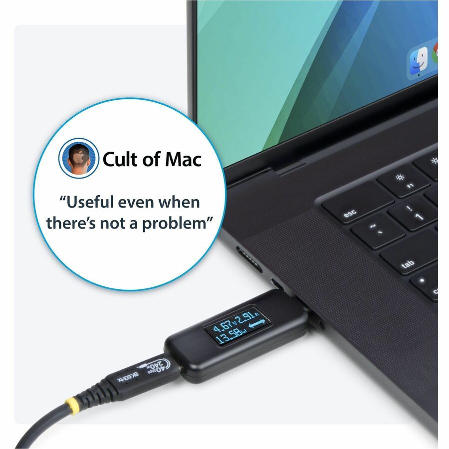 Alternate-Image1 Image for StarTech USB-C Power Tester, Bi-Directional Voltage/Current Multimeter, 240W PD EPR, Digital OLED, Portable USB-C Cable/Port Power Meter Tester