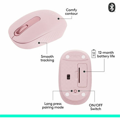 Alternate-Image6 Image for Logitech M196 Bluetooth Wireless Mouse, Compact and Portable Mouse for Laptops, Tablets and More, 12-Month Battery, Smooth Tracking, Compatible With PC and Mac, Windows and macOS (Rose)