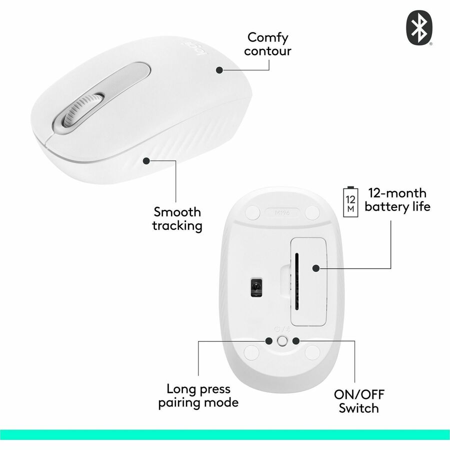 Alternate-Image7 Image for Logitech M196 Bluetooth Wireless Mouse, Compact and Portable Mouse for Laptops, Tablets and More, 12-Month Battery, Smooth Tracking, Compatible With PC and Mac, Windows and macOS (Off-white)