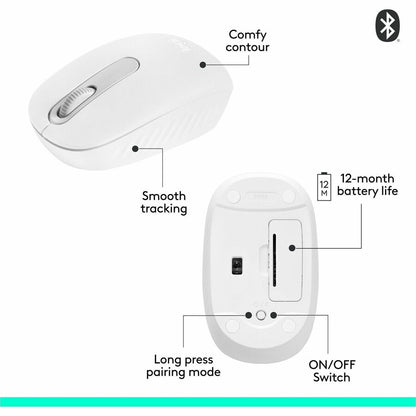 Alternate-Image7 Image for Logitech M196 Bluetooth Wireless Mouse, Compact and Portable Mouse for Laptops, Tablets and More, 12-Month Battery, Smooth Tracking, Compatible With PC and Mac, Windows and macOS (Off-white)