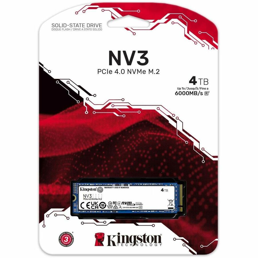 Alternate-Image2 Image for Kingston NV3 4 TB Solid State Drive - M.2 2280 Internal - PCI Express NVMe (PCI Express NVMe 4.0 x4)